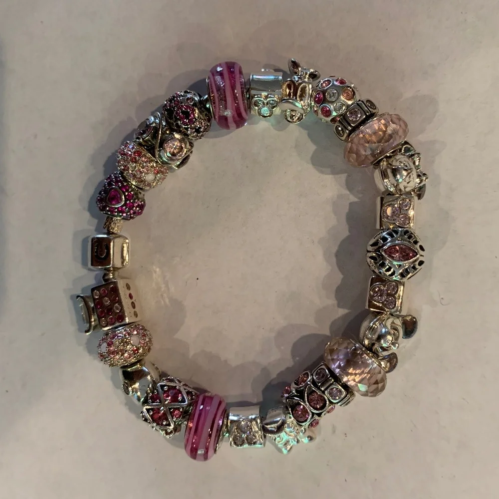 Chamilia 8 inch Silver Charm Bracelet with 25 charms